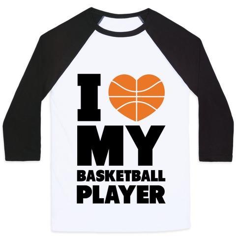 Virgin Teez  Baseball Tee Unisex Classic Baseball Tee / x-small / White/Black I LOVE MY BASKETBALL PLAYER UNISEX CLASSIC BASEBALL TEE