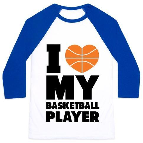Virgin Teez  Baseball Tee Unisex Classic Baseball Tee / x-small / White/Blue I LOVE MY BASKETBALL PLAYER UNISEX CLASSIC BASEBALL TEE