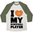 Virgin Teez  Baseball Tee Unisex Tri-Blend Baseball Tee / small / Oatmeal / Moss I LOVE MY BASKETBALL PLAYER UNISEX TRI-BLEND BASEBALL TEE