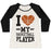 Virgin Teez  Baseball Tee Women's Tri-Blend Baseball Tee / small / Oatmeal / Black I LOVE MY BASKETBALL PLAYER WOMEN'S TRI-BLEND BASEBALL TEE