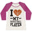Virgin Teez  Baseball Tee Women's Tri-Blend Baseball Tee / small / Oatmeal / Berry I LOVE MY BASKETBALL PLAYER WOMEN'S TRI-BLEND BASEBALL TEE