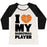 Virgin Teez  Baseball Tee Women's Tri-Blend Baseball Tee / small / Oatmeal / Black I LOVE MY BASKETBALL PLAYER WOMEN'S TRI-BLEND BASEBALL TEE