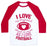 Virgin Teez  Baseball Tee Unisex Classic Baseball Tee / x-small / White/Red I LOVE MY BOYFRIEND ALMOST AS MUCH AS I LOVE FOOTBALL UNISEX CLASSIC BASEBALL TEE