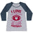 Virgin Teez  Baseball Tee Women's Tri-Blend Baseball Tee / small / Athletic Gray / Navy I LOVE MY BOYFRIEND ALMOST AS MUCH AS I LOVE FOOTBALL WOMEN'S TRI-BLEND BASEBALL TEE