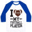 Virgin Teez  Baseball Tee Unisex Classic Baseball Tee / x-small / White/Blue I LOVE MY FOOTBALL PLAYER UNISEX CLASSIC BASEBALL TEE