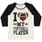 Virgin Teez  Baseball Tee Women's Tri-Blend Baseball Tee / small / Oatmeal / Black I LOVE MY FOOTBALL PLAYER WOMEN'S TRI-BLEND BASEBALL TEE