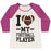 Virgin Teez  Baseball Tee Women's Tri-Blend Baseball Tee / small / Oatmeal / Berry I LOVE MY FOOTBALL PLAYER WOMEN'S TRI-BLEND BASEBALL TEE