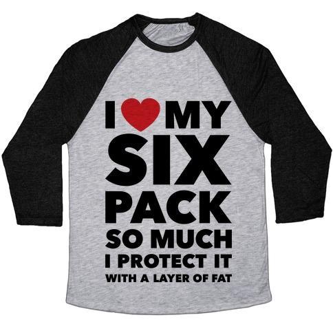 Virgin Teez  Baseball Tee Unisex Tri-Blend Baseball Tee / small / Athletic Gray / Black I LOVE MY SIX PACK UNISEX TRI-BLEND BASEBALL TEE