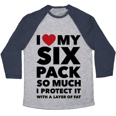 Virgin Teez  Baseball Tee Unisex Tri-Blend Baseball Tee / small / Athletic Gray / Navy I LOVE MY SIX PACK UNISEX TRI-BLEND BASEBALL TEE