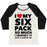 Virgin Teez  Baseball Tee Women's Tri-Blend Baseball Tee / small / Oatmeal / Black I LOVE MY SIX PACK WOMEN'S TRI-BLEND BASEBALL TEE