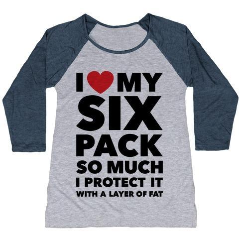 Virgin Teez  Baseball Tee Women's Tri-Blend Baseball Tee / small / Athletic Gray / Navy I LOVE MY SIX PACK WOMEN'S TRI-BLEND BASEBALL TEE
