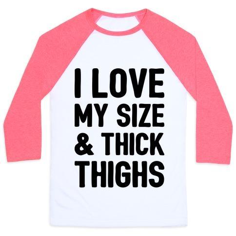 Virgin Teez  Baseball Tee Unisex Classic Baseball Tee / x-small / White/Neon Pink I LOVE MY SIZE & THICK THIGHS (CMYK) UNISEX CLASSIC BASEBALL TEE