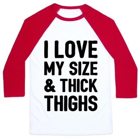 Virgin Teez  Baseball Tee Unisex Classic Baseball Tee / x-small / White/Red I LOVE MY SIZE & THICK THIGHS (CMYK) UNISEX CLASSIC BASEBALL TEE