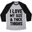 Virgin Teez  Baseball Tee Unisex Tri-Blend Baseball Tee / small / Athletic Gray / Black I LOVE MY SIZE & THICK THIGHS (CMYK) UNISEX TRI-BLEND BASEBALL TEE