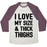 Virgin Teez  Baseball Tee Unisex Tri-Blend Baseball Tee / small / Oatmeal / Maroon I LOVE MY SIZE & THICK THIGHS (CMYK) UNISEX TRI-BLEND BASEBALL TEE