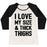 Virgin Teez  Baseball Tee Women's Tri-Blend Baseball Tee / small / Oatmeal / Black I LOVE MY SIZE & THICK THIGHS (CMYK) WOMEN'S TRI-BLEND BASEBALL TEE
