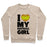 Virgin Teez  Pullover Crewneck Sweatshirt / x-small / Heathered Oatmeal I LOVE MY SOFTBALL GIRL (BASEBALL SHIRT) CREWNECK SWEATSHIRT