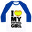 Virgin Teez  Baseball Tee Unisex Classic Baseball Tee / x-small / White/Blue I LOVE MY SOFTBALL GIRL (BASEBALL SHIRT) UNISEX CLASSIC BASEBALL TEE