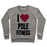Virgin Teez  Pullover Crewneck Sweatshirt / x-small / Heathered Gray I LOVE POLE FITNESS CREWNECK SWEATSHIRT