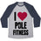 Virgin Teez  Baseball Tee Unisex Tri-Blend Baseball Tee / small / Athletic Gray / Navy I LOVE POLE FITNESS UNISEX TRI-BLEND BASEBALL TEE