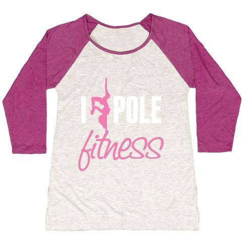 Virgin Teez  Baseball Tee Women's Tri-Blend Baseball Tee / small / Oatmeal / Berry I LOVE POLE FITNESS WOMEN'S TRI-BLEND BASEBALL TEE