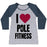 Virgin Teez  Baseball Tee Women's Tri-Blend Baseball Tee / small / Athletic Gray / Navy I LOVE POLE FITNESS WOMEN'S TRI-BLEND BASEBALL TEE
