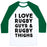 Virgin Teez  Baseball Tee Unisex Classic Baseball Tee / x-small / White/Dark Green I LOVE RUGBY GUYS & RUGBY THIGHS UNISEX CLASSIC BASEBALL TEE