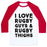 Virgin Teez  Baseball Tee Unisex Classic Baseball Tee / x-small / White/Red I LOVE RUGBY GUYS & RUGBY THIGHS UNISEX CLASSIC BASEBALL TEE