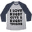 Virgin Teez  Baseball Tee Unisex Tri-Blend Baseball Tee / small / Athletic Gray / Navy I LOVE RUGBY GUYS & RUGBY THIGHS UNISEX TRI-BLEND BASEBALL TEE
