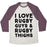 Virgin Teez  Baseball Tee Unisex Tri-Blend Baseball Tee / small / Oatmeal / Maroon I LOVE RUGBY GUYS & RUGBY THIGHS UNISEX TRI-BLEND BASEBALL TEE