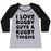 Virgin Teez  Baseball Tee Women's Tri-Blend Baseball Tee / small / Athletic Gray / Black I LOVE RUGBY GUYS & RUGBY THIGHS WOMEN'S TRI-BLEND BASEBALL TEE