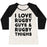 Virgin Teez  Baseball Tee Women's Tri-Blend Baseball Tee / small / Oatmeal / Black I LOVE RUGBY GUYS & RUGBY THIGHS WOMEN'S TRI-BLEND BASEBALL TEE