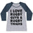 Virgin Teez  Baseball Tee Women's Tri-Blend Baseball Tee / small / Athletic Gray / Navy I LOVE RUGBY GUYS & RUGBY THIGHS WOMEN'S TRI-BLEND BASEBALL TEE