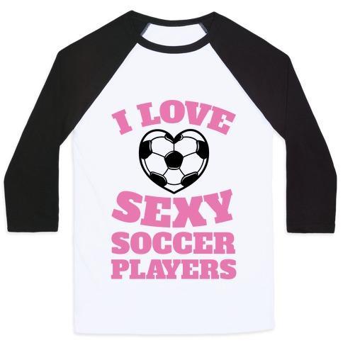Virgin Teez  Baseball Tee Unisex Classic Baseball Tee / x-small / White/Black I LOVE SEXY SOCCER PLAYERS UNISEX CLASSIC BASEBALL TEE