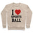 Virgin Teez  Pullover Crewneck Sweatshirt / x-small / Heathered Oatmeal I LOVE SPORTSBALL CREWNECK SWEATSHIRT
