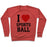 Virgin Teez  Pullover Crewneck Sweatshirt / x-small / Heathered Red I LOVE SPORTSBALL CREWNECK SWEATSHIRT