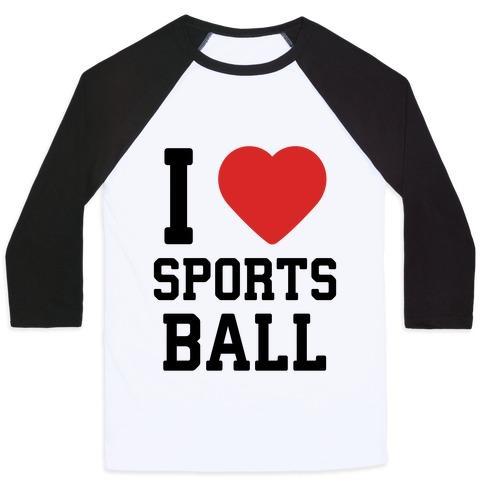 Virgin Teez  Baseball Tee Unisex Classic Baseball Tee / x-small / White/Black I LOVE SPORTSBALL UNISEX CLASSIC BASEBALL TEE