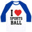 Virgin Teez  Baseball Tee Unisex Classic Baseball Tee / x-small / White/Blue I LOVE SPORTSBALL UNISEX CLASSIC BASEBALL TEE