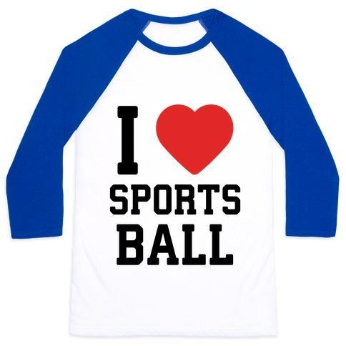 Virgin Teez  Baseball Tee Unisex Classic Baseball Tee / x-small / White/Blue I LOVE SPORTSBALL UNISEX CLASSIC BASEBALL TEE