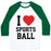 Virgin Teez  Baseball Tee Unisex Classic Baseball Tee / x-small / White/Dark Green I LOVE SPORTSBALL UNISEX CLASSIC BASEBALL TEE
