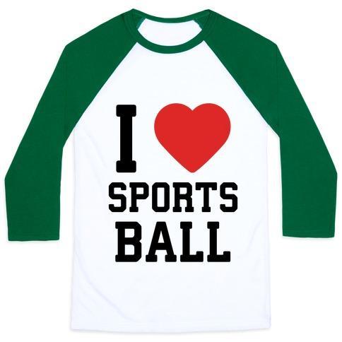 Virgin Teez  Baseball Tee Unisex Classic Baseball Tee / x-small / White/Dark Green I LOVE SPORTSBALL UNISEX CLASSIC BASEBALL TEE