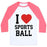 Virgin Teez  Baseball Tee Unisex Classic Baseball Tee / x-small / White/Neon Pink I LOVE SPORTSBALL UNISEX CLASSIC BASEBALL TEE