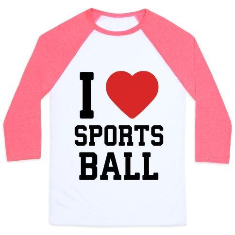 Virgin Teez  Baseball Tee Unisex Classic Baseball Tee / x-small / White/Neon Pink I LOVE SPORTSBALL UNISEX CLASSIC BASEBALL TEE