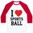 Virgin Teez  Baseball Tee Unisex Classic Baseball Tee / x-small / White/Red I LOVE SPORTSBALL UNISEX CLASSIC BASEBALL TEE