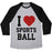 Virgin Teez  Baseball Tee Unisex Tri-Blend Baseball Tee / small / Athletic Gray / Black I LOVE SPORTSBALL UNISEX TRI-BLEND BASEBALL TEE