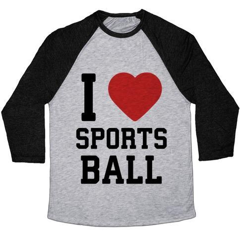 Virgin Teez  Baseball Tee Unisex Tri-Blend Baseball Tee / small / Athletic Gray / Black I LOVE SPORTSBALL UNISEX TRI-BLEND BASEBALL TEE