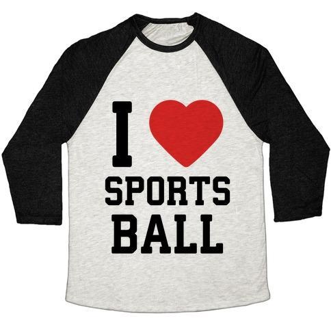 Virgin Teez  Baseball Tee Unisex Tri-Blend Baseball Tee / small / Oatmeal / Black I LOVE SPORTSBALL UNISEX TRI-BLEND BASEBALL TEE