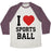 Virgin Teez  Baseball Tee Unisex Tri-Blend Baseball Tee / small / Oatmeal / Maroon I LOVE SPORTSBALL UNISEX TRI-BLEND BASEBALL TEE