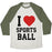 Virgin Teez  Baseball Tee Unisex Tri-Blend Baseball Tee / small / Oatmeal / Moss I LOVE SPORTSBALL UNISEX TRI-BLEND BASEBALL TEE