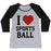 Virgin Teez  Baseball Tee Women's Tri-Blend Baseball Tee / small / Athletic Gray / Black I LOVE SPORTSBALL WOMEN'S TRI-BLEND BASEBALL TEE
